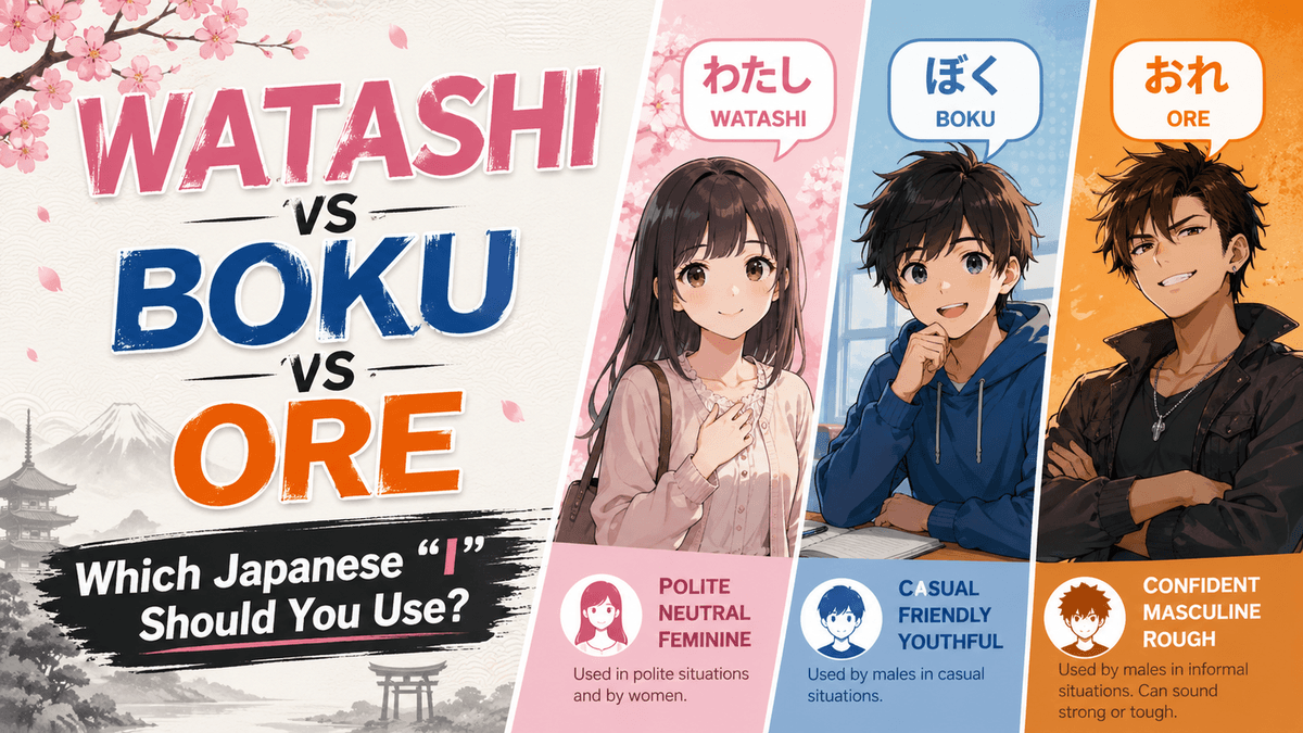 Watashi vs Boku vs Ore — Which Japanese "I" Should You Use?