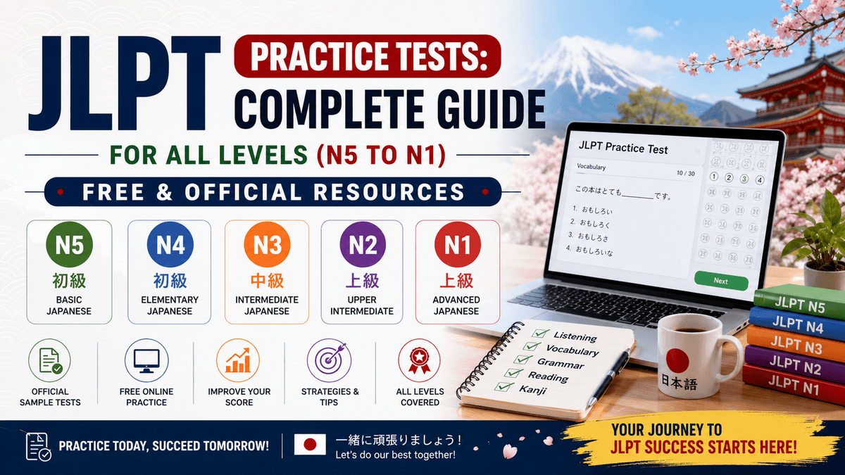 JLPT Practice Tests: Complete Guide for All Levels (N5 to N1) — Free & Official Resources